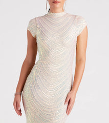 Justine Formal Sequin Mock Neck Mermaid Dress