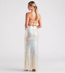 Aniyah Formal Sequin Lace-Up Dress