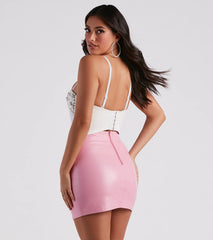 Radiant Glamour Rhinestone Faux Leather Corset