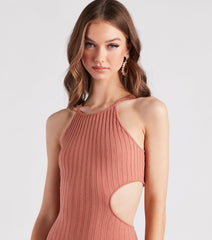 Whatever Rib Takes Cutout Mini Dress