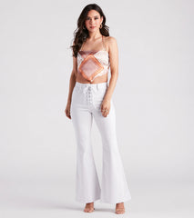 Bri High-Rise Lace-Up Flare Jeans By Windsor Denim