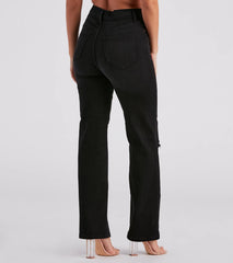 There She Goes High-Rise Slit Boyfriend Jeans