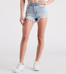 Remy High-Rise Destructed Frayed Shorts by Windsor Denim