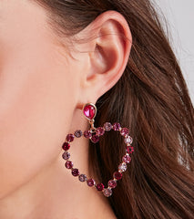 Way To My Heart Rhinestone Hoop Earrings
