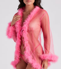 Fab And Flirtatious Feather Robe And Panty Set