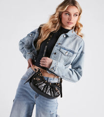 Rule The Scene Stud Shoulder Bag With Pouch