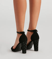 Glam And Gleam Rhinestone Block Heels