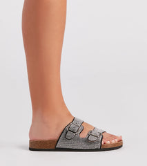 Glam Rhinestone Buckle-Strap Sandals