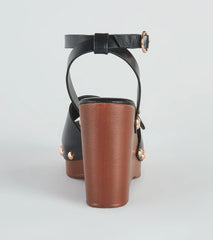Away This Weekend Buckle Platform Wedges