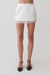 Frankie Satin Mini Skirt - White
