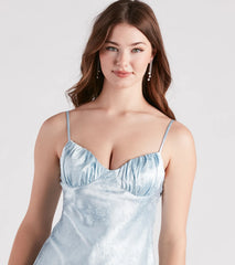 Lena Satin Floral Mini A-Line Dress