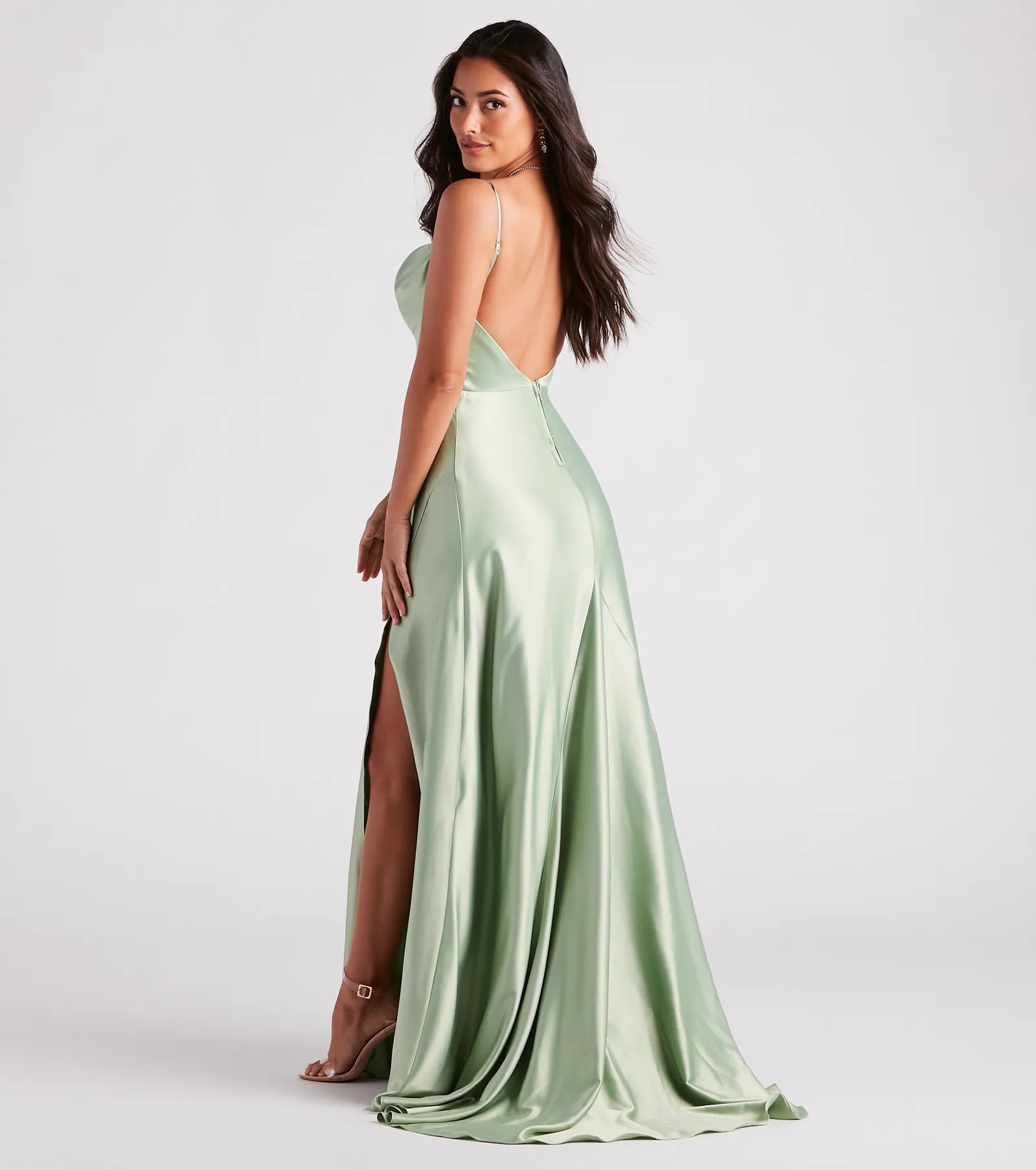 Marva Formal Satin Cowl Neck Dress