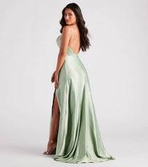 Marva Formal Satin Cowl Neck Dress
