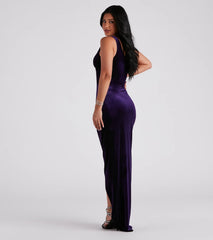 Lillian Velvet One-Shoulder Wrap Dress