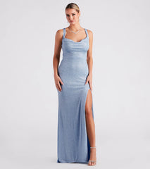 Taryn Glitter Knit A-Line Formal Dress
