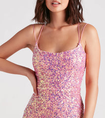 Emmeline Iridescent Sequin A-Line Formal Dress