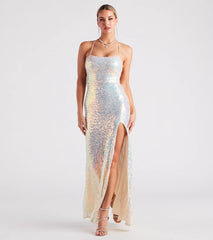 Aniyah Formal Sequin Lace-Up Dress