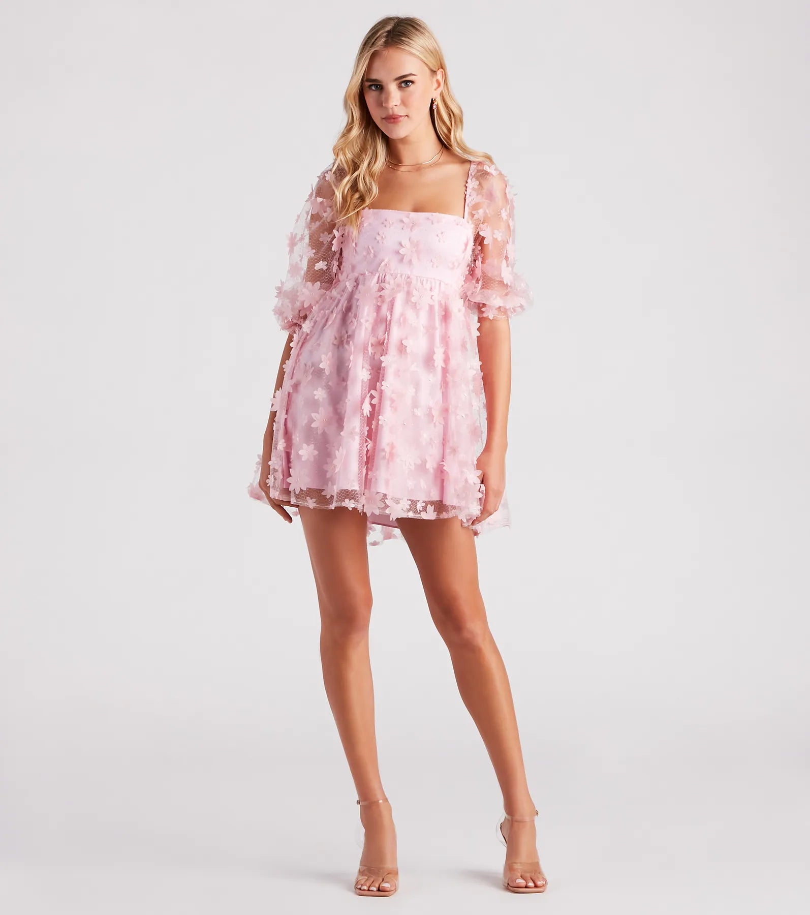 Sunshine Daisy Flower Mesh Skater Dress