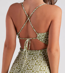 Flower Power Lace-Up Mini Dress