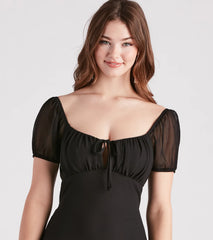 Flirt And Twirl Chiffon Open Back Skater Dress