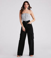 In Other News Lace-Up Newspaper Corset Top