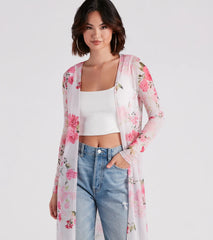 Full Bloom Floral Mesh Duster