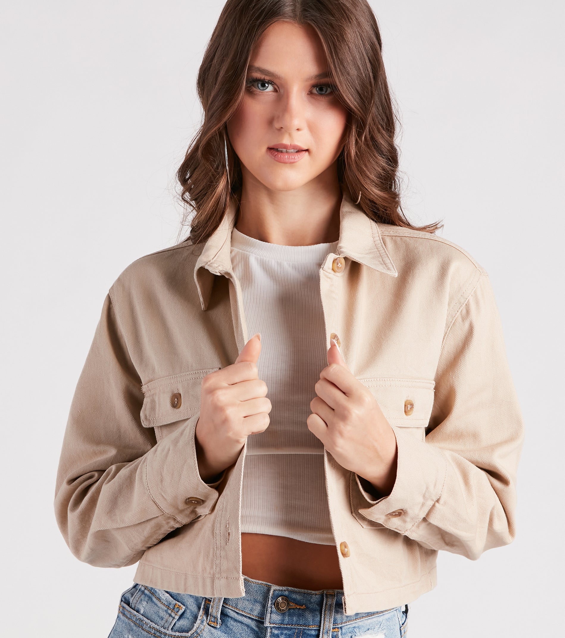 Casual Perfection Cropped Denim Shacket