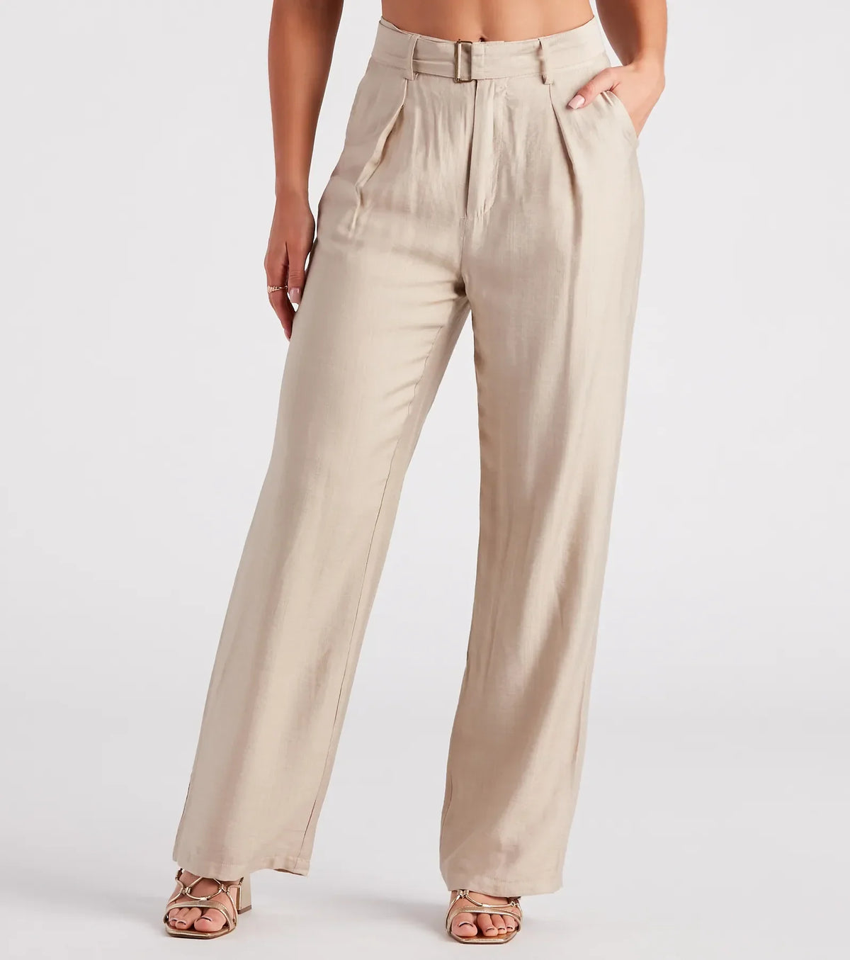Show Up In Style Linen Wide Leg Trouser Pants