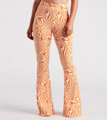 Total Jetsetter Swirl Print Flare Pants