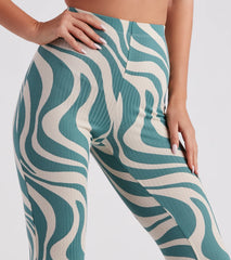 Flirty Retro Babe Swirl Print Flare Pants