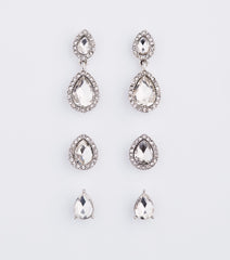 Chic Luxurious Rhinestone Earrings Set