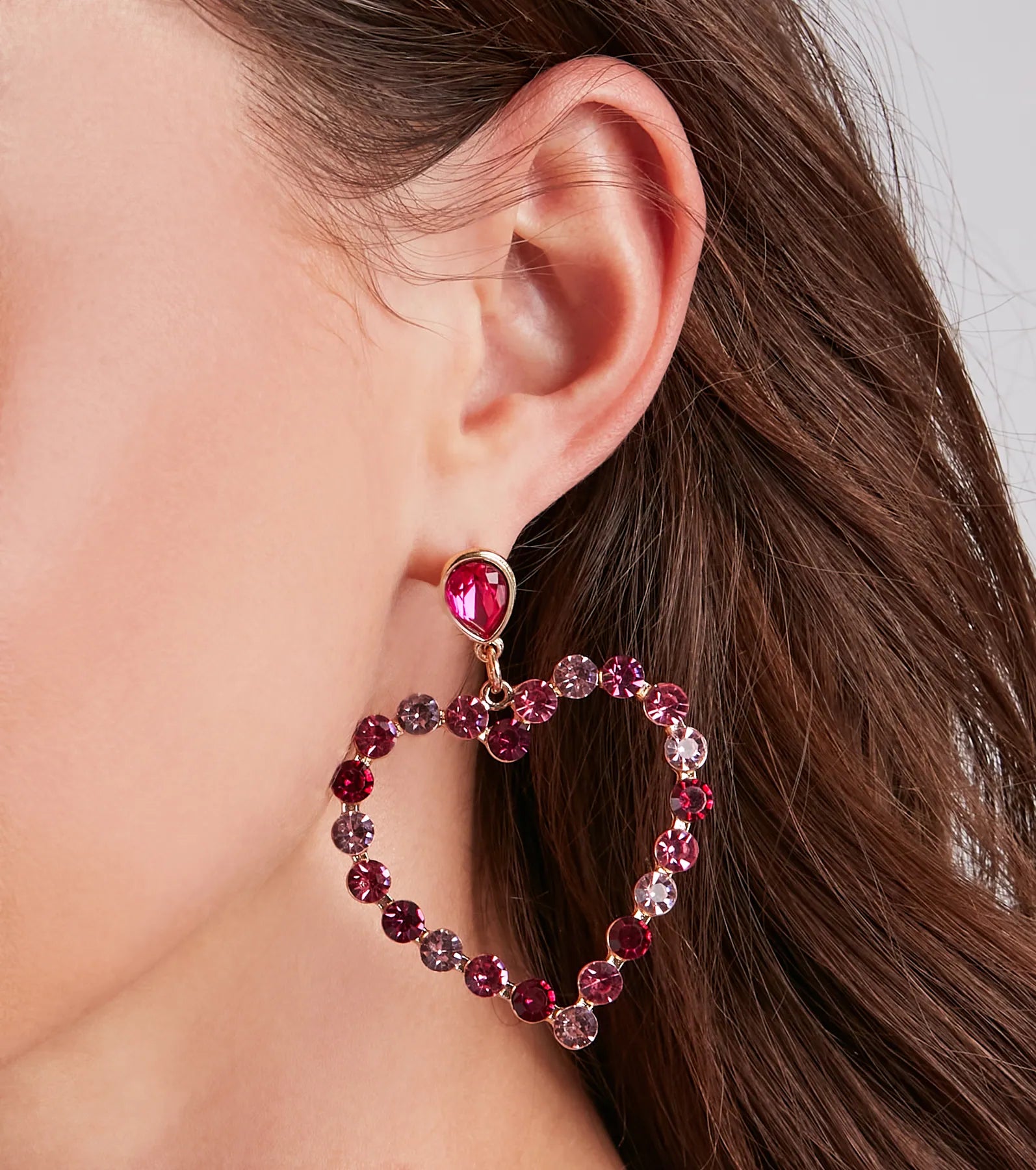 Way To My Heart Rhinestone Hoop Earrings