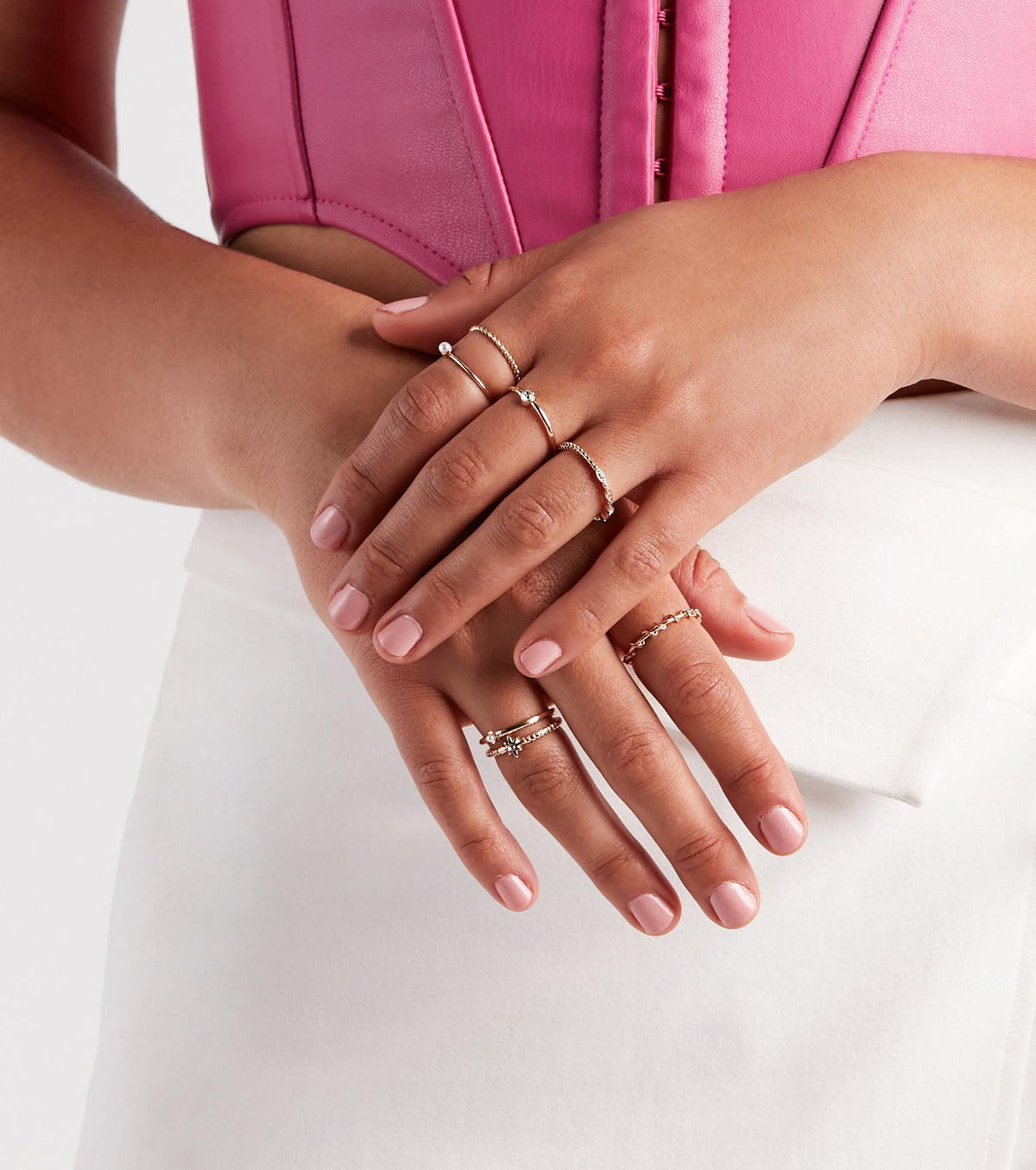 Dainty Sparkle Rhinestone Ring Set