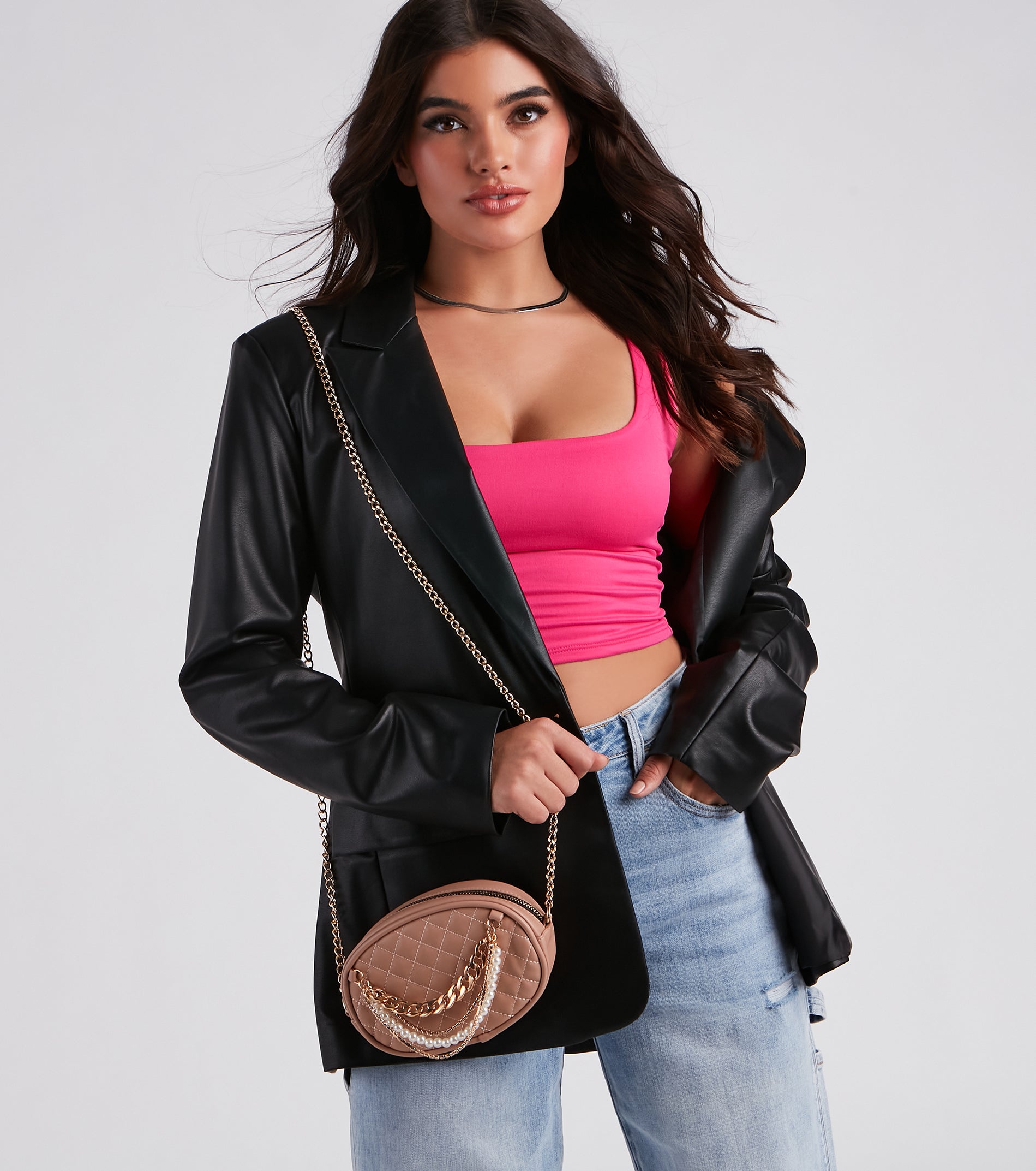 Simply Fab Pearl Detail Crossbody Bag