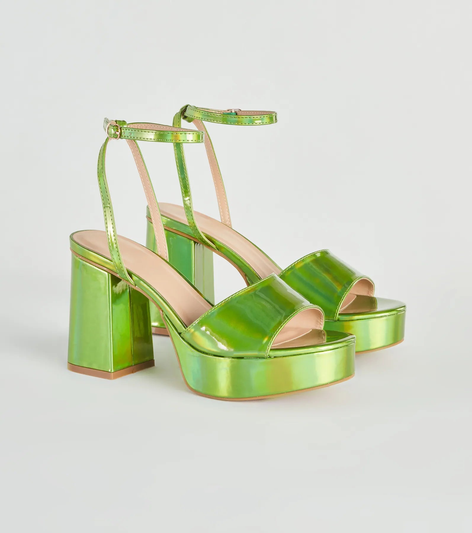 Just Like That Chrome Platform Heels