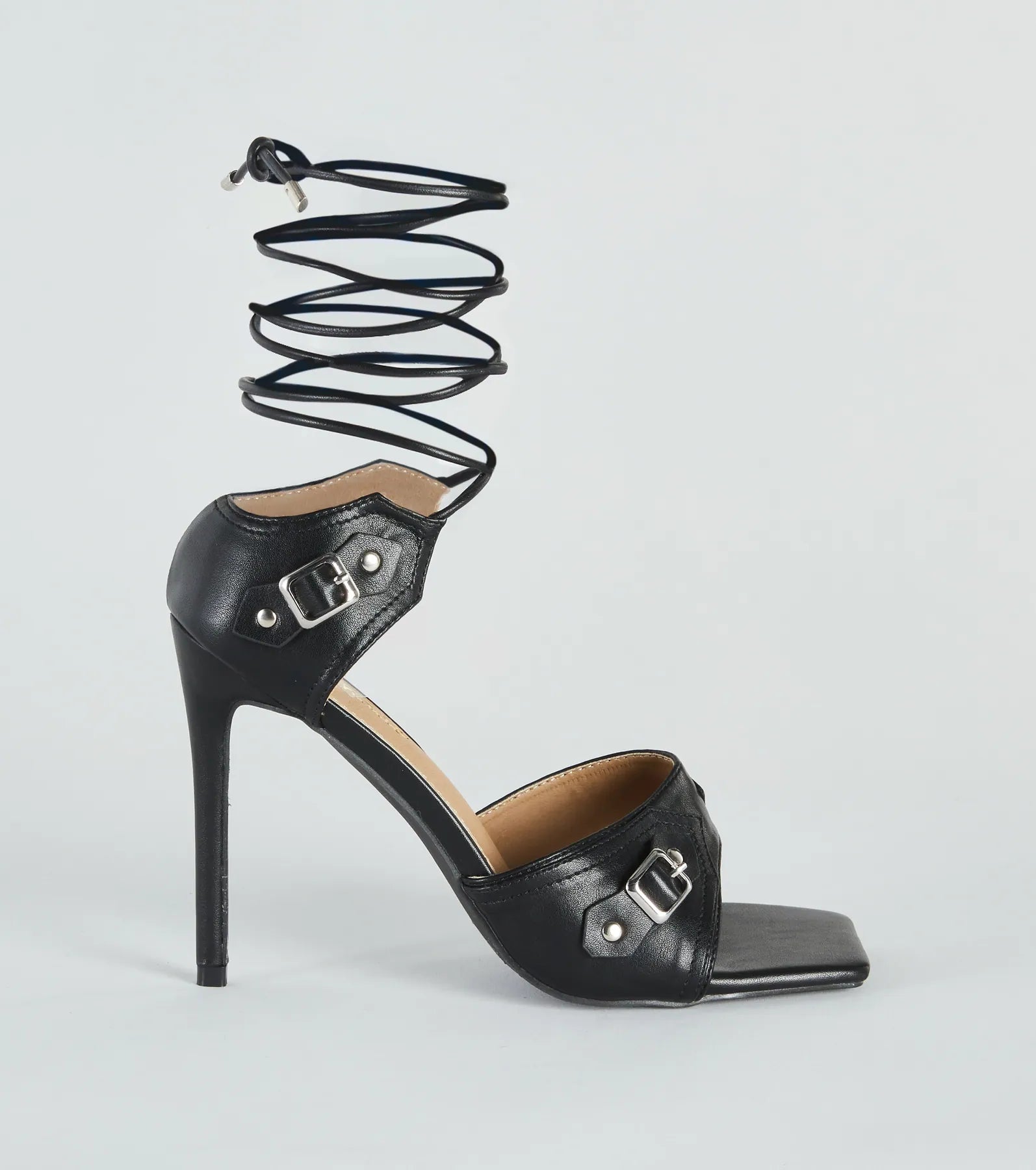 Strapped In Edge Buckle Detail Stiletto Heels