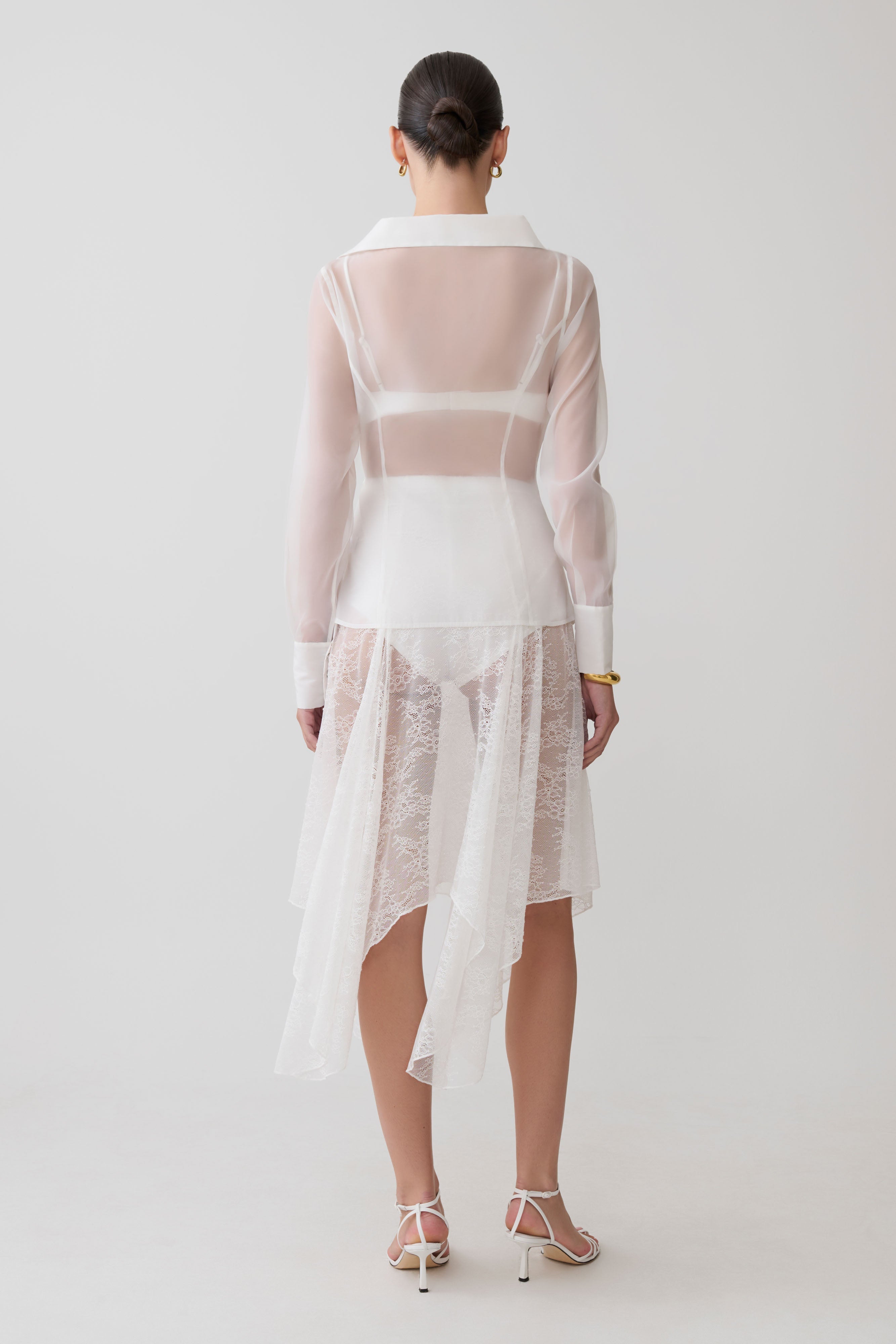 Haime Lace Hankie Midi Skirt - Ivory